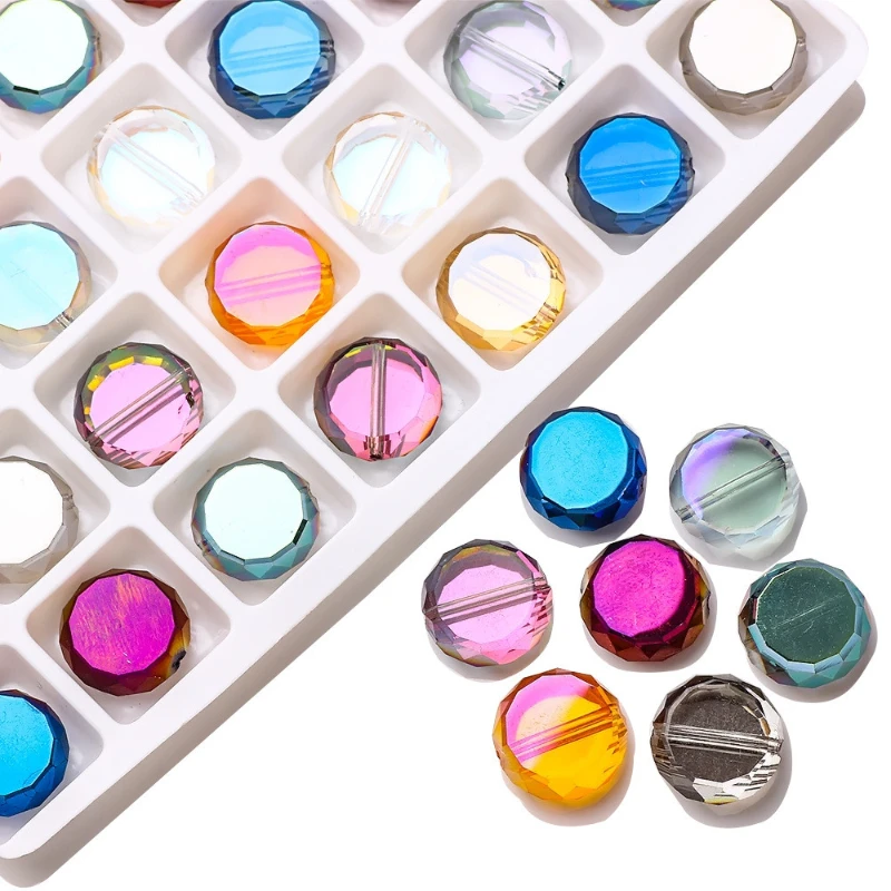 New 12/14mm Large Glass Crystal Beads Multi-Color Electroplating Magic Color DIY Bead Curtain Beaded Loose Beads Accessories