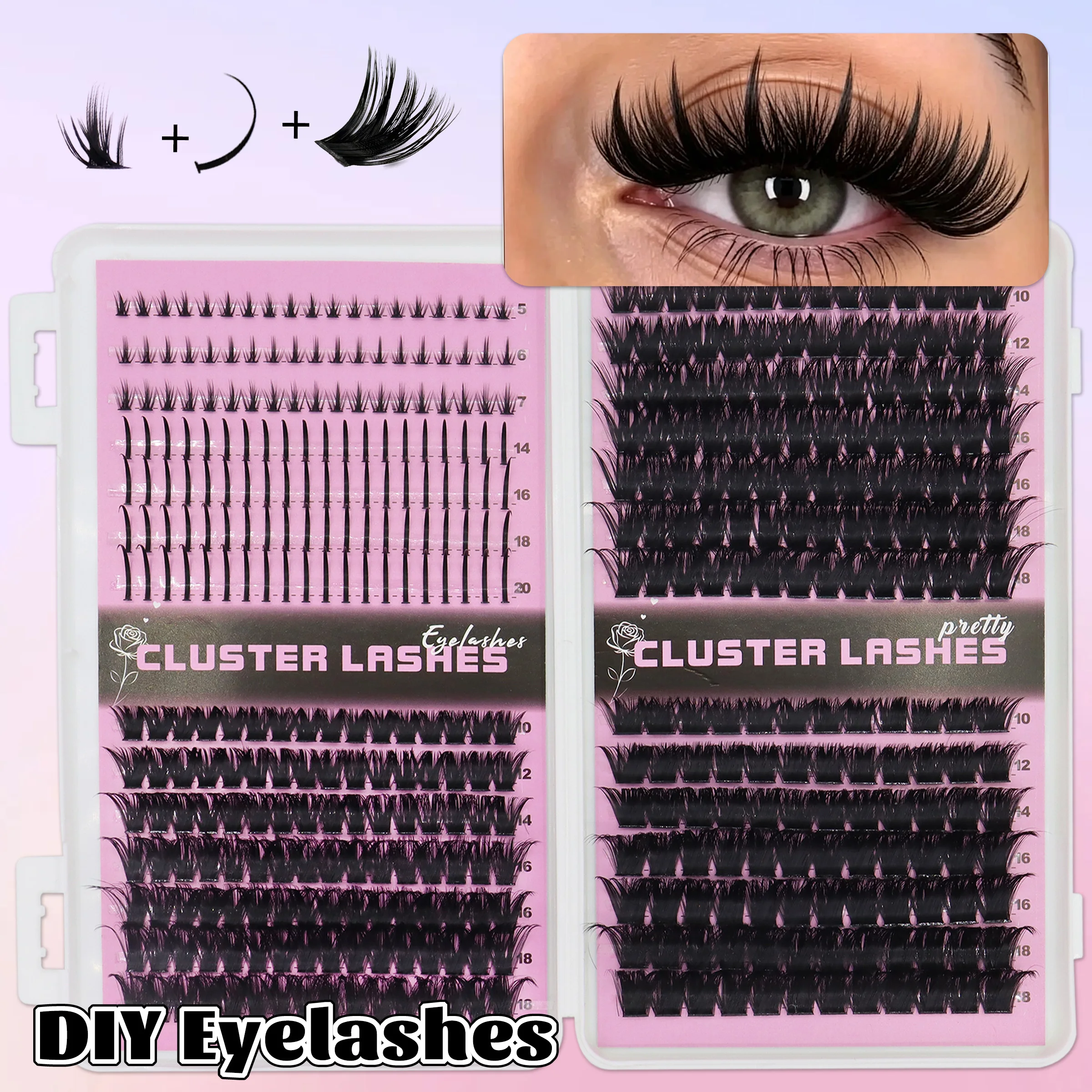 Upper & Bottom Mixed Fairy Cluster Lashes 120D 160D 200D Segment Cluster False Eyelashes High‑Quality DIY Self‑Grafting