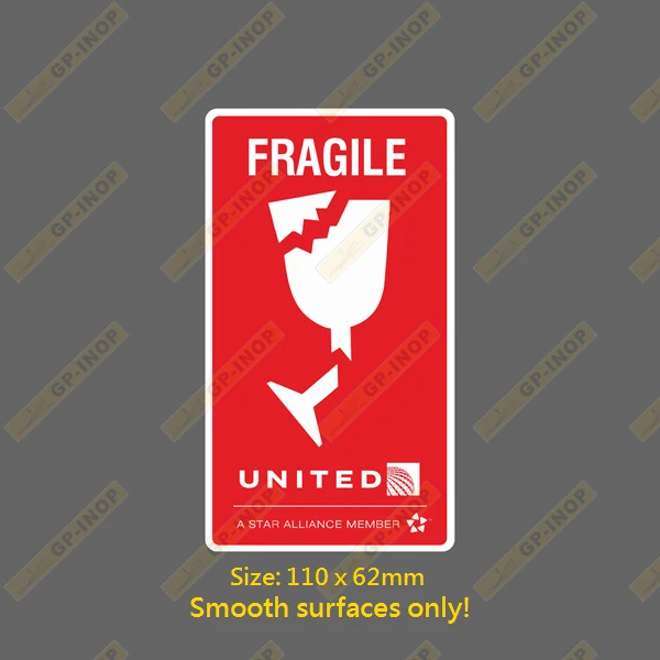 UNITED Airways Adesivo per bagagli fragile Adesivi impermeabili in vinile aeronautico per adesivi divertenti per cartoni animati per auto per bagagli Laptop