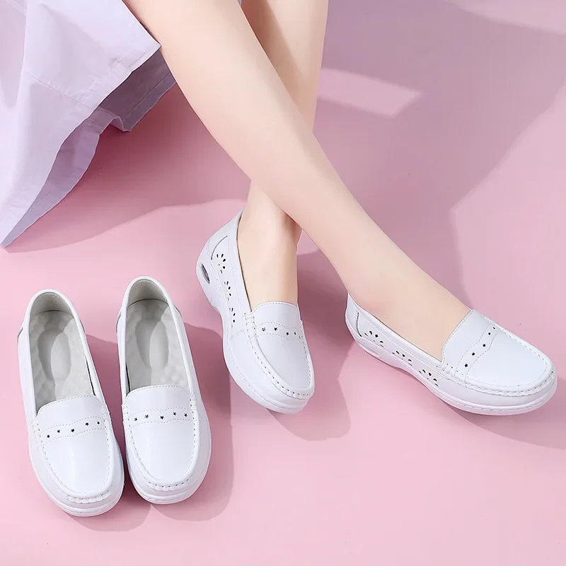 Women Shoes Simple and Fashionable Small White Shoes Spring and Autumn New Style Nurses Single  Thick Soled Shoes for Women