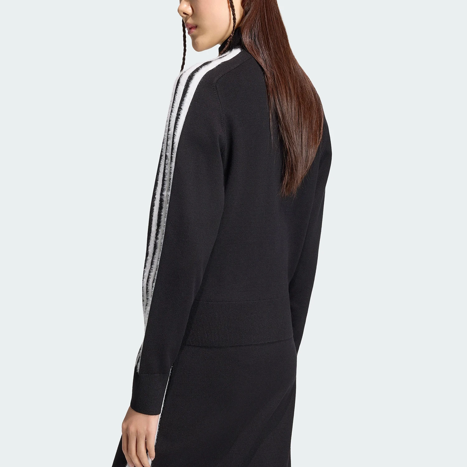 Adidas genuine clover women's simple striped zipper high neck jacket KS7366