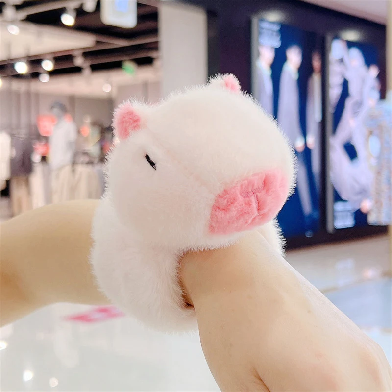 Lovely Capybara Dolls Wristband Cartoon Animal Slap Snap Wrap Wrist Bracelet Funny Kawaii Plush Animal Bracelet Kid Toys