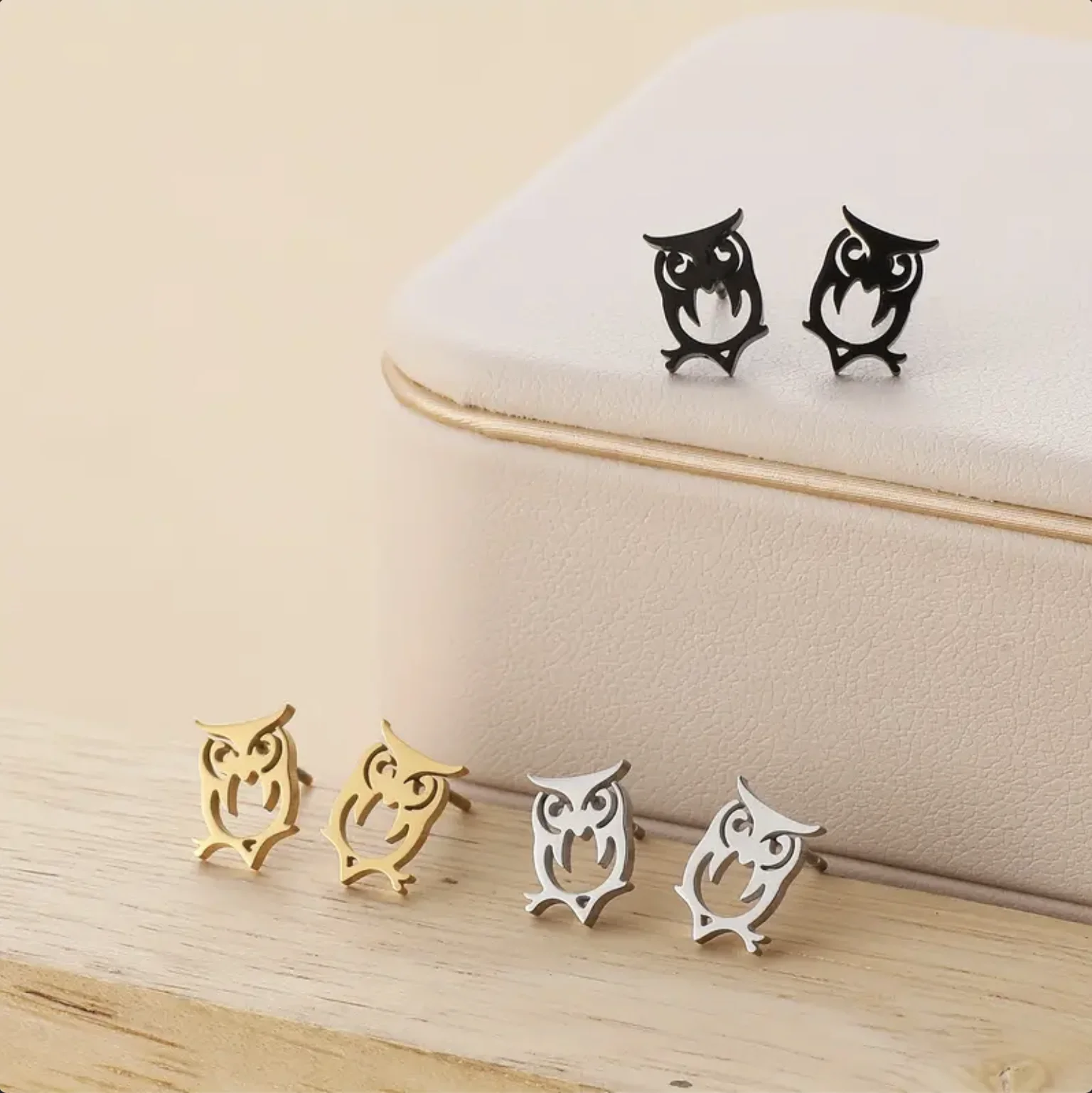 

Owl Shaped Stud Earrings For Women Girls Lightweight Female Ear Accessories For Daily Wear 3 Color Available Plated