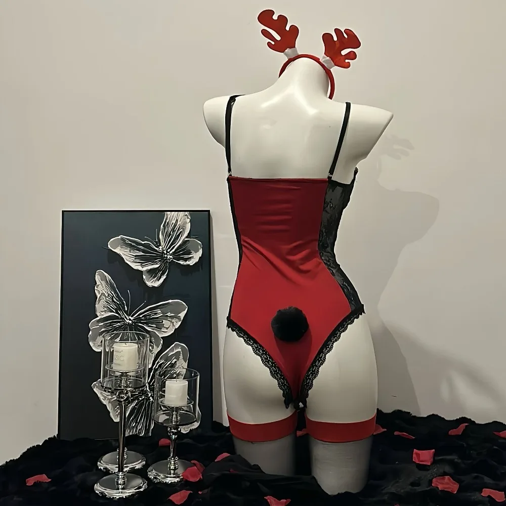 Traje de chica conejito rojo para mujer, disfraces de Cosplay, mono con corsé, lencería Sexy, mono de rol de Anime, uniforme Sexy de fiesta Porno de conejo