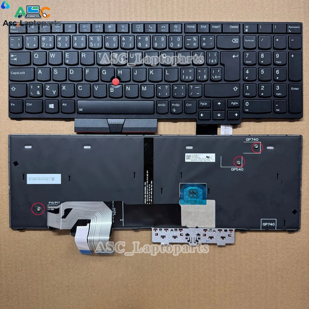 New Czech Slovak Keyboard for Lenovo Thinkpad T15g Gen 1 , P15 Gen1 , P17 Gen1 Laptop Black Frame Black, BACKLIT , Pointer