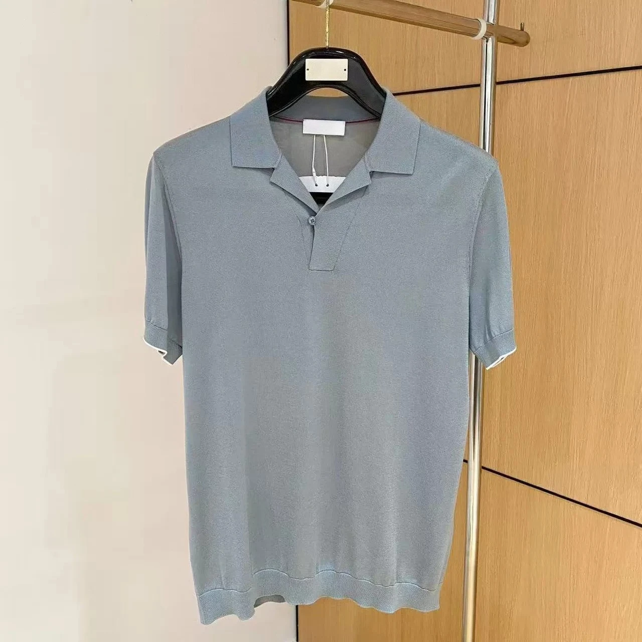 Italian gentleman men's BC sour vinegar mulberry silk blended knitted short-sleeved POLO shirt