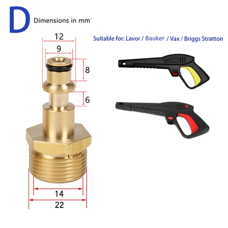 Imagem -06 - Lavadora o Mangueira Adaptador Tubo de Pressão Conector Rápido Conversor de Encaixe para Karcher Lavor Bosch Arruela M22 de Alta Pressã