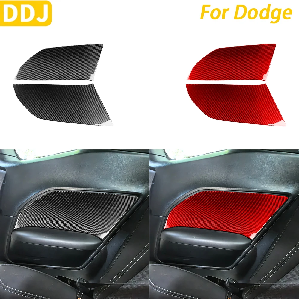 For Dodge Challenger 2015-2022  Accessories Carbon Fiber Rear Seat Side Panel Decorative Cover Car Interior DecorationSticker