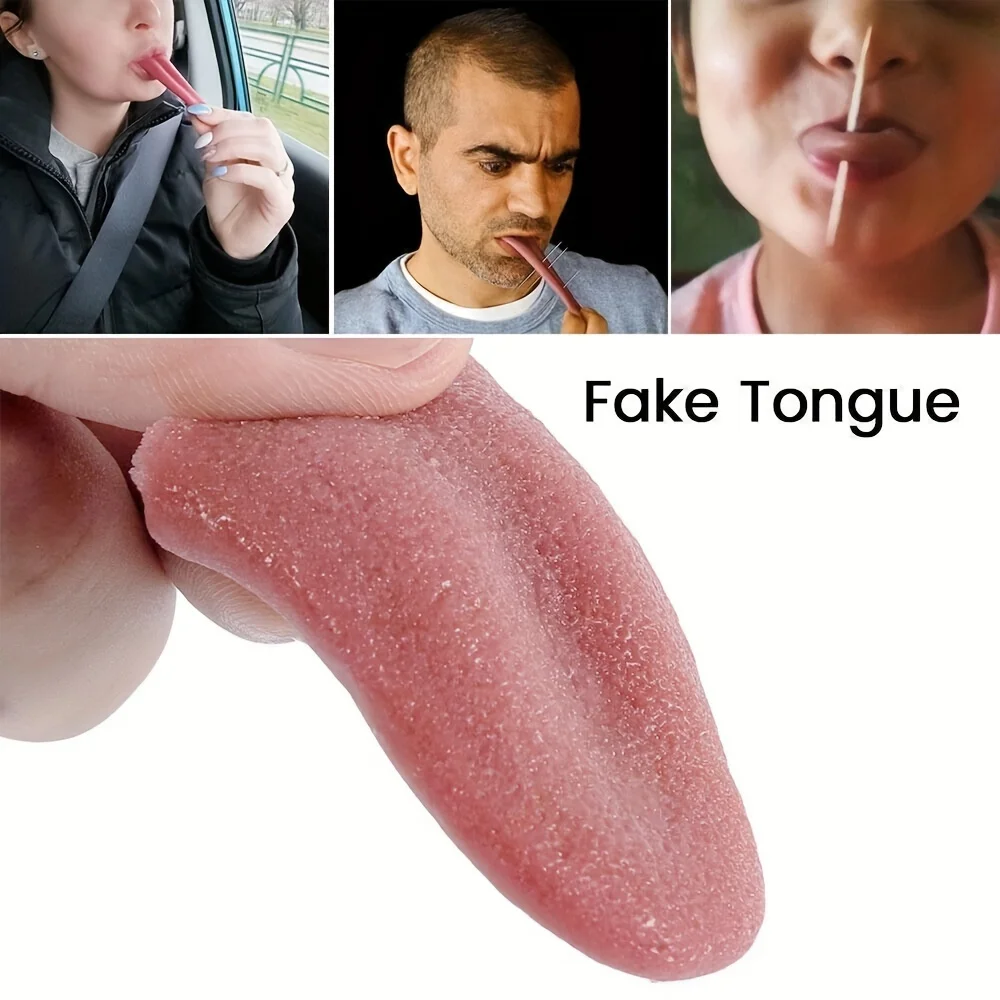 Funny Silicone Fake Tongue Prank Prop - Perfect for Halloween & Party Tricks, No Batteries Required