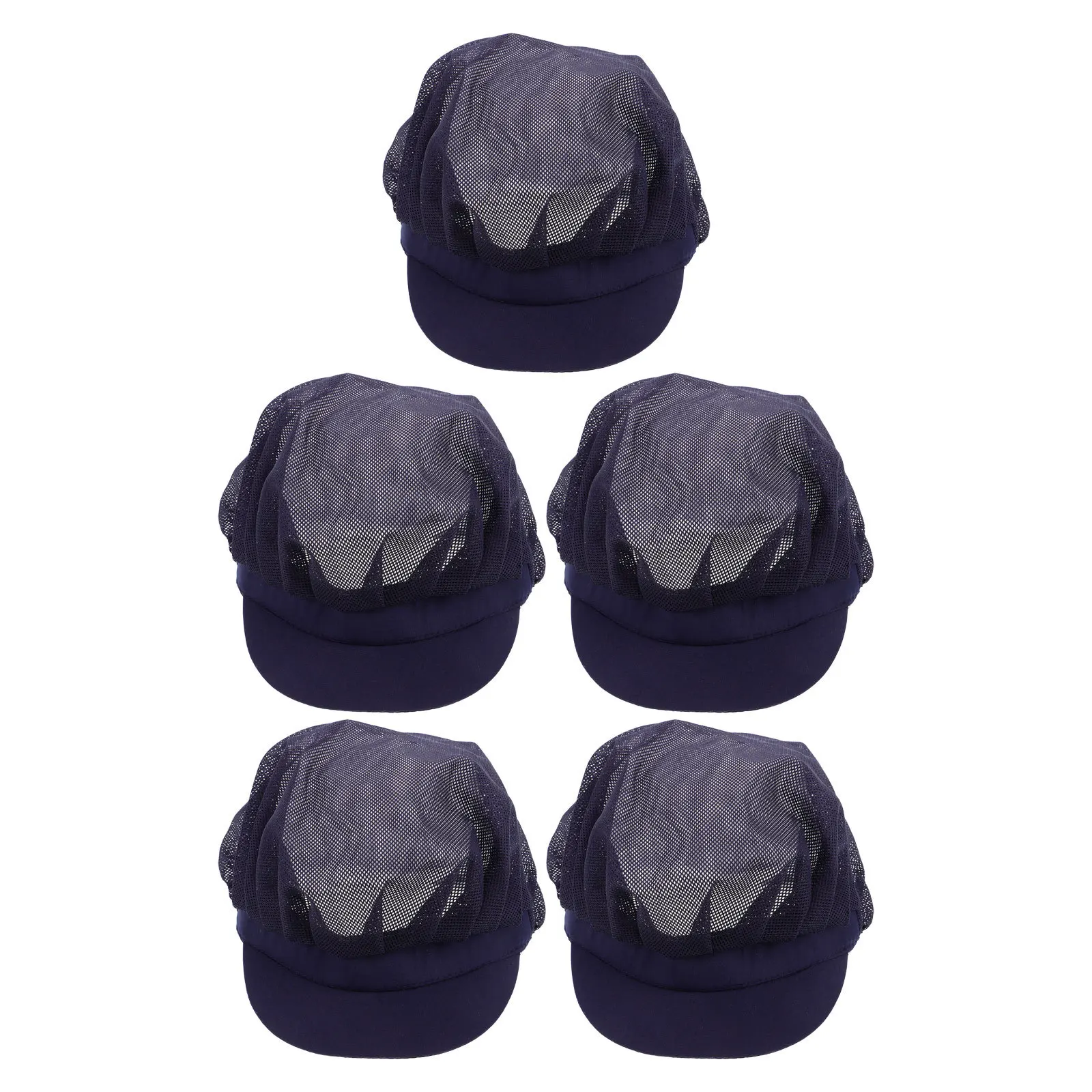 5 個の通気性メッシュユニセックスシェフハット調節可能な弾性キャップキッチンベーキングケータリングプロフェッショナル使用ウェイトレスハット