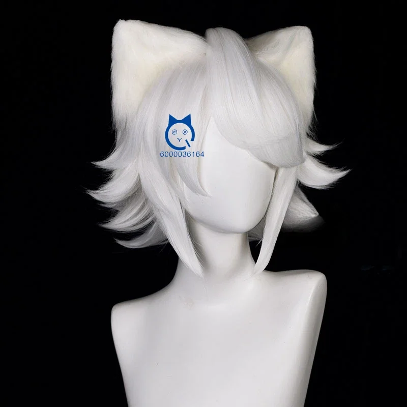 Sky Children of The Light New Arrival Cosplay White 32cm Cat Haircut Wig with Ears Fashion Game Party Comic Con Aurora Season