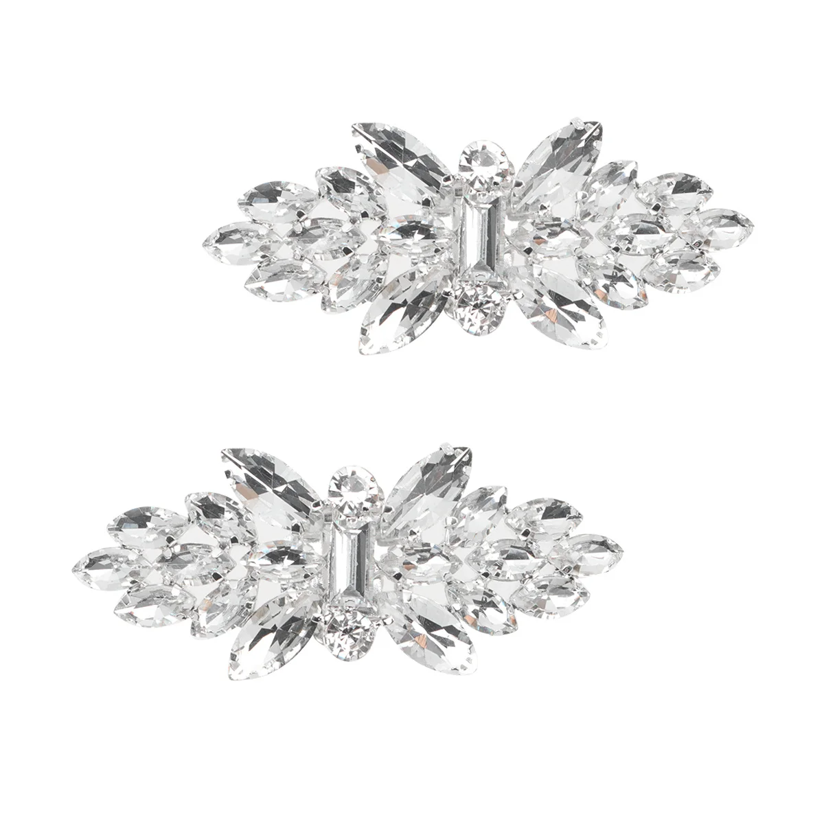 

1Pair Women Glass Shoe Buckles Crystal Wedding Bride Shoe Accessory Decorative Ornament for High Heels Sandals Pumps