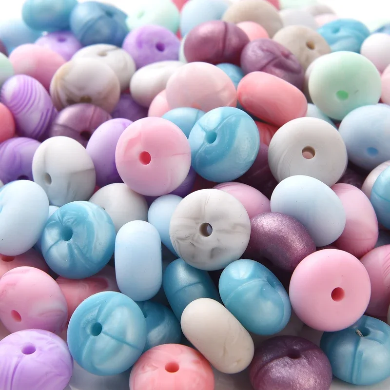 14mm 130Pcs/Lot 13-Color Abacus Silicone Beads Baby Nursing Chewable Teething Beads Pacifier Teether DIY Necklace Accessories