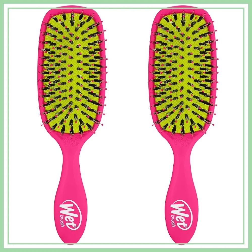 

Wet Brush Shine Enhancer Hair Brush, Pink, Ultra-Soft IntelliFlex & Natural Boar Bristles, All Hair Types, Wet/Dry, 2-Pack