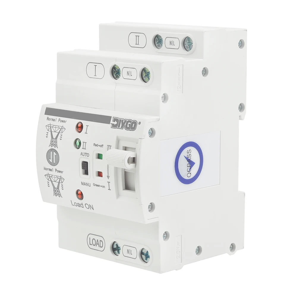 DIY GO L N 220V 110V Din Rail ATS Small Dual Power Automatic Transfer Electrical Selector Switches Uninterrupted 2P 4P 63A 80A