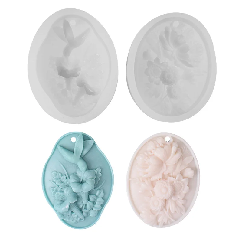 Bird Flower Listing Mold Handmade Diy Car Aromatherapy Gypsum Pendant Tools Embossed Flower Silicone Mold Handicraft Accessories