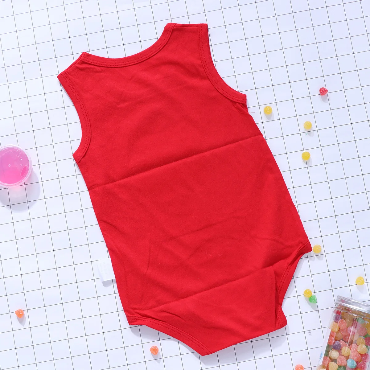 

80cm Newborn baby Clothing Cotton Cartoon Sleeveless Climbing Clothes Jumpsuit Casual triangle Romper (Bright )