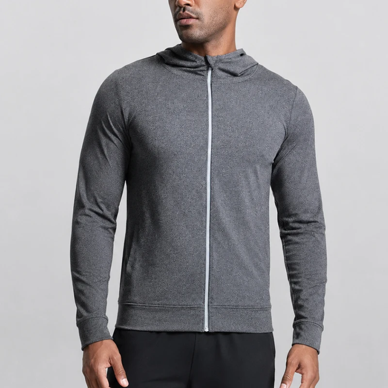 1pcs Men's Zipper Hoodies Spring Autumn Long Sleeve Hooded Sweatshirt Thin Quick-dry Casual Males Sport Training Fitness Clothes