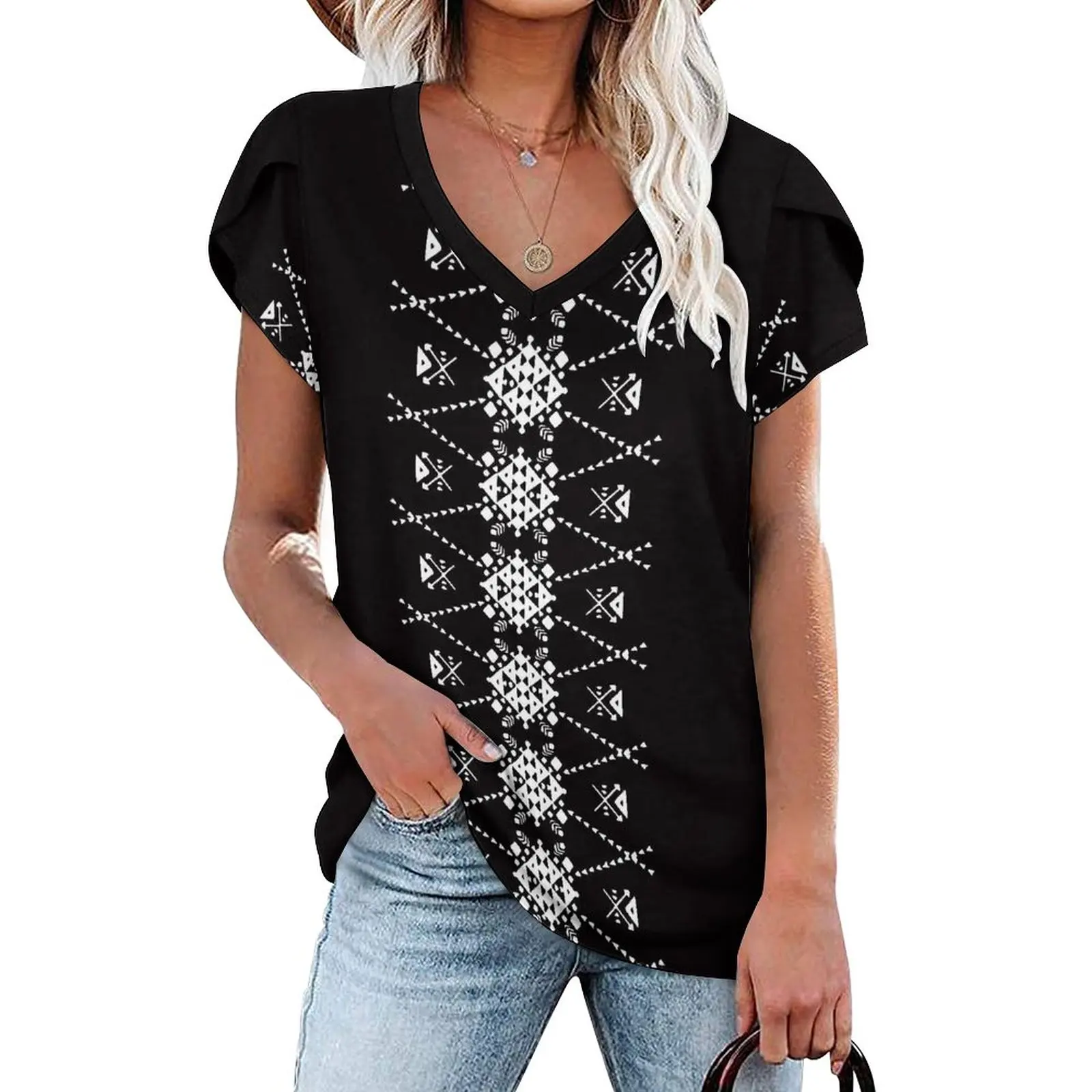 Promotional Polynesian Pattern Cute Women Blouse Customized Casual Chiffon Fabric Girls Shirt Fashion Ladies' Blouses&Tops