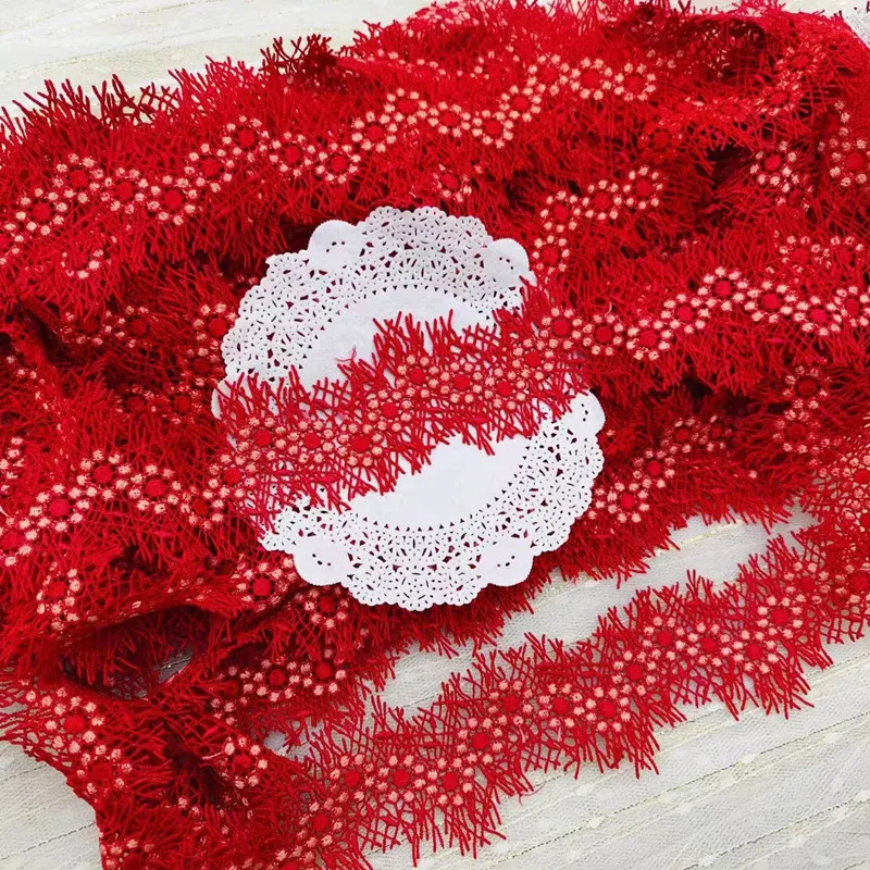 14Yards 4.5cm Width Shiny Red Eyelesh Hollow Flower  Venise Diy Venice Lace Clothing Accessories Of Various Garment,Bra.Skirt