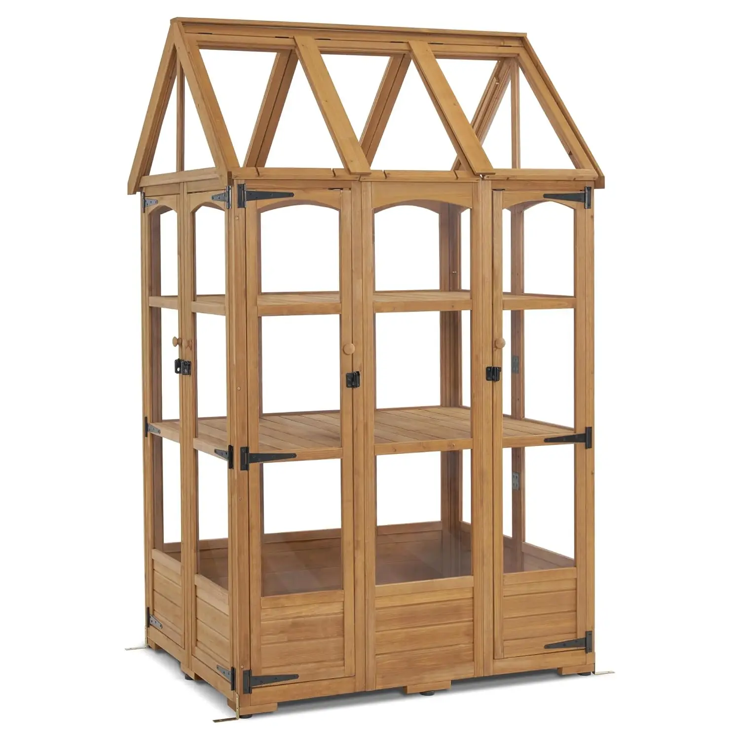 

Wooden Greenhouse, Outdoor Greenhouse with Adjustable Roof Vent and 6 Lockable Door for Backyard/Outdoor Use, (48 x, Customized