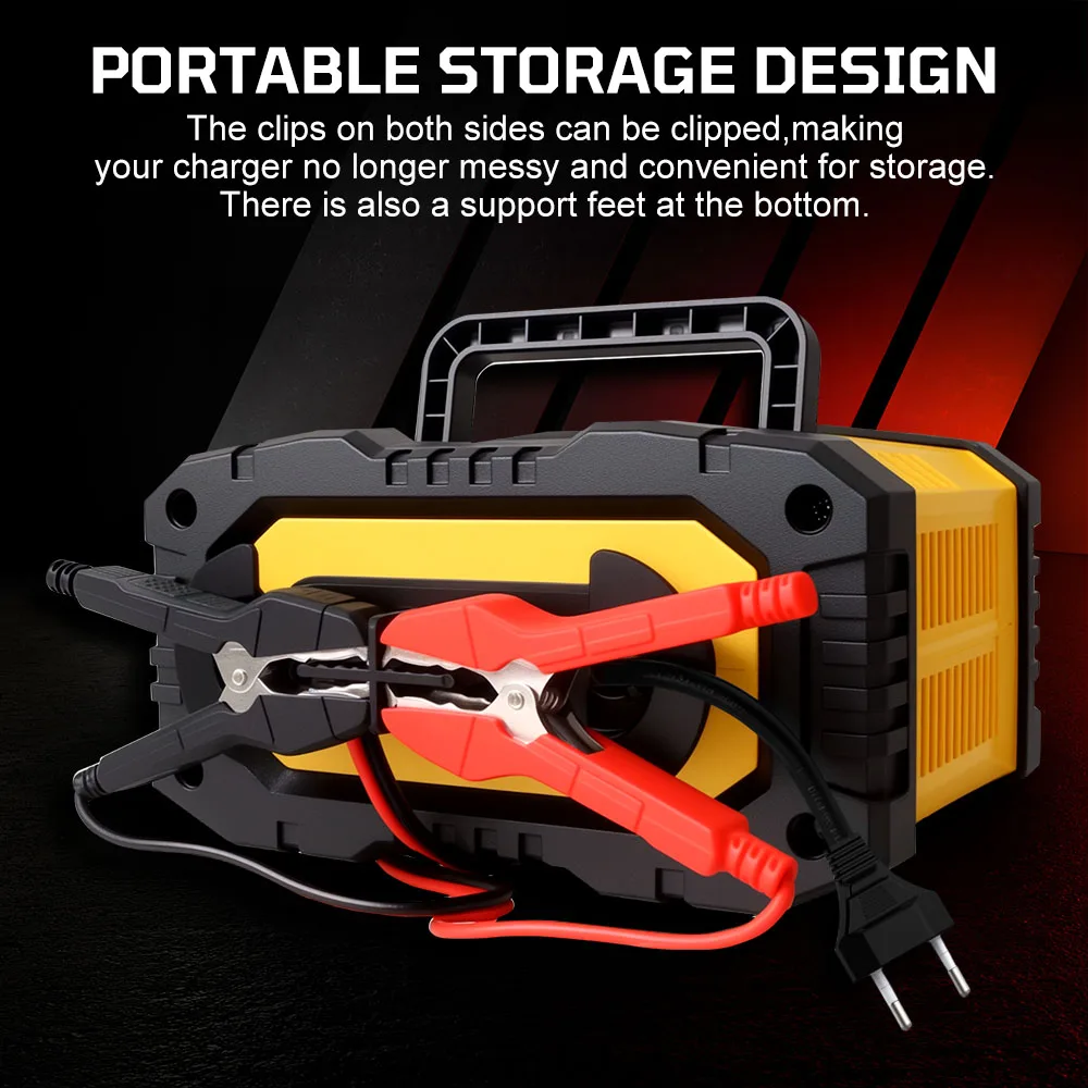 Ручное для AGM GEL SLA свинцово-кислотное LiFePO4 7-ступенчатое умное зарядное устройство 12 В-24 В автомобильное зарядное устройство для мотоцикла