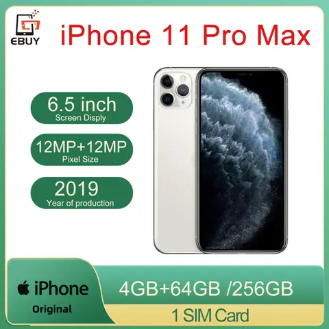 Entsperrtes Original iPhone 11 Pro Max 64 GB 256 GB 6,5 Zoll Original Super Retina OLED Face ID A13 Bionic 12 MP Kamera 4G LTE Smartphone