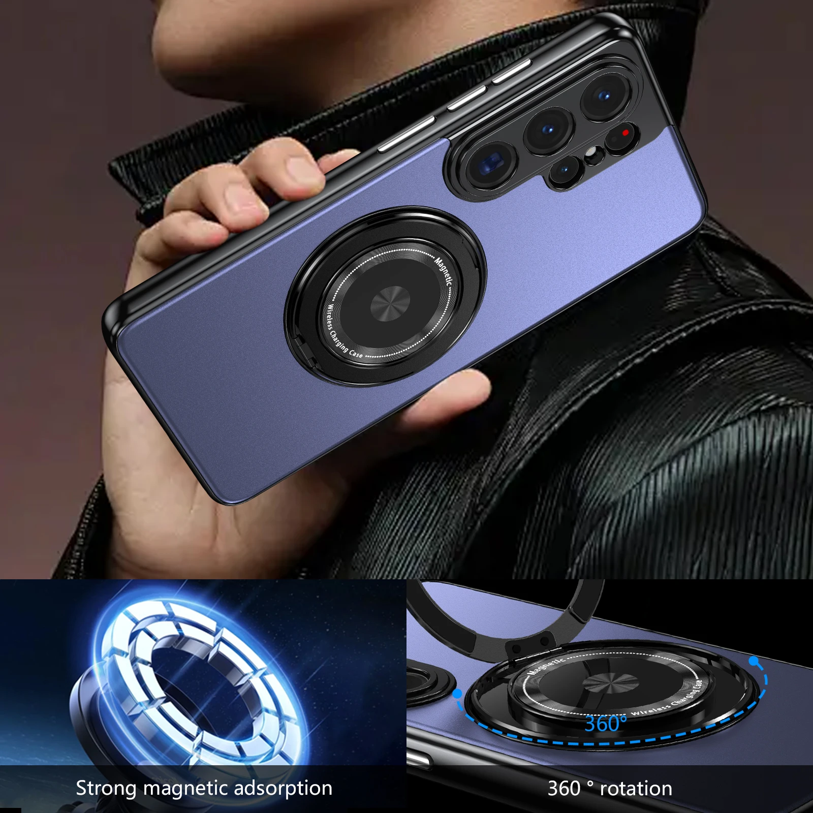 Luxury Metallic 360 Rotating Stand Case For Samsung Galaxy S26 Ultra S26+ Plus 5G Magnetic Cover With Camera Lens Protection