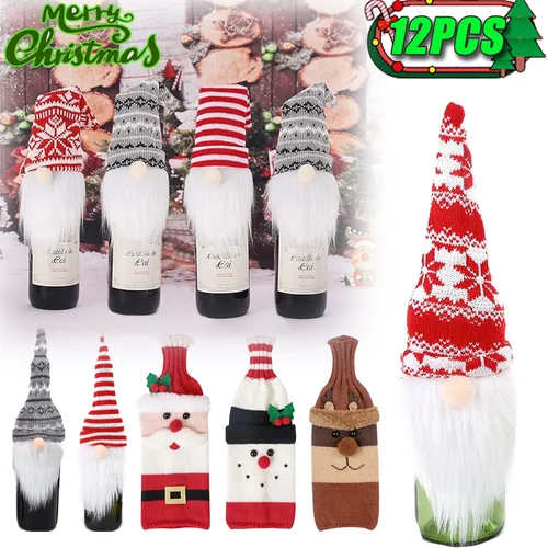 Funda Para Botella De Vino De Navidad, 12 Piezas, Papá Noel,