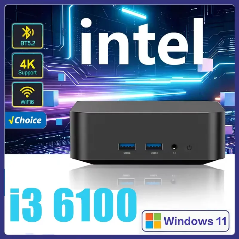 Nebulous 2026 Core I3 6100/ I3-6006U MINI PC Windows 11 Pro Modish Pocket Portal 32GB RAM 1TB 2TB SSD WIFI 6 BT5.2 4K HD Gilded