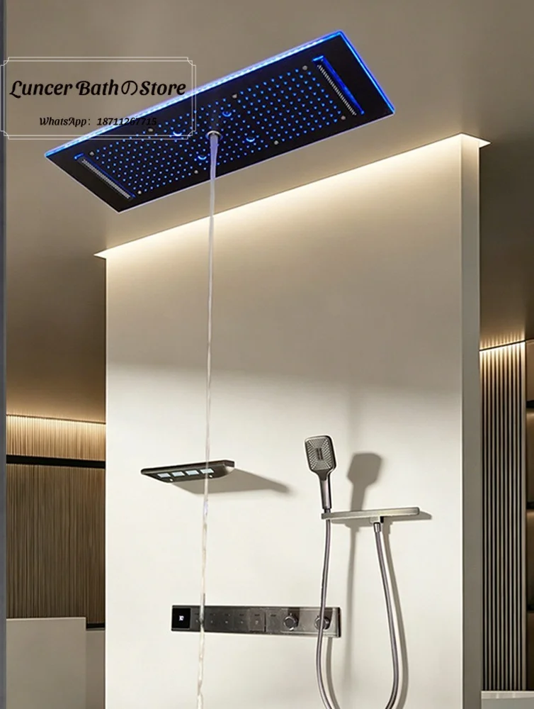 Concealed canopy shower shower into the wall type button type digital display water flow water temperature control