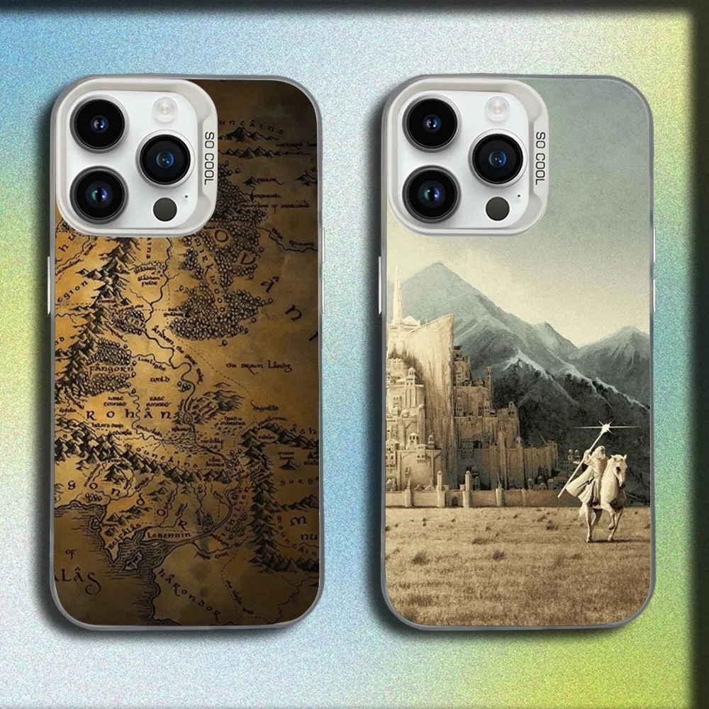 

The Lord of the R-Rings Map Phone Case For iPhone 16,15,14,13,12,11,Mini,Pro,SE,MAX White Matte Shockproof Cover