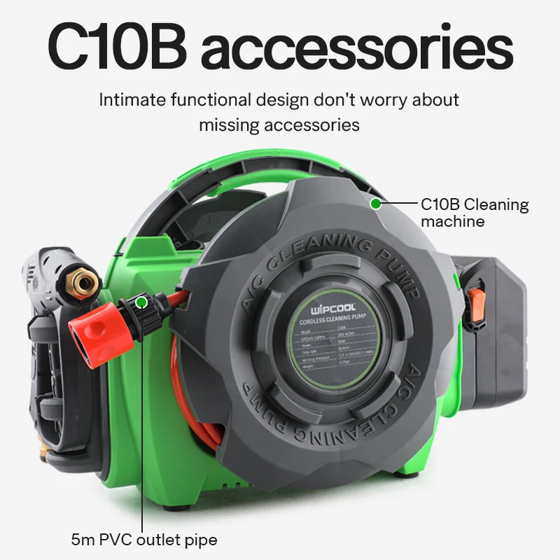 Wipcool-C10B Wireless Lithium Bateria Alta Tensão Máquina De Limpeza, portátil Ar Condicionado Carro Bomba, bomba De Lavagem De Carro