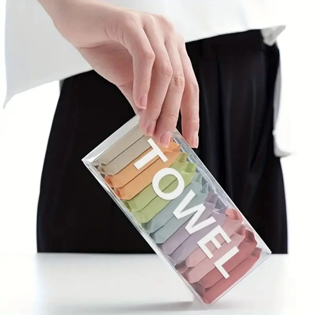 14pcs/set Compressed Disposable Travel Washcloths - Soft, Thickened, Dual-Use Cotton Facial Cleansing Towels for Wet and Dry Ski