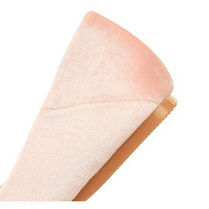 2024 Women 1cm Low Heels Classic Prom Pink Flats Female Soft Velvet Pointed Toe Low Heels Lady Concise Barefoot Shoes Plus Size