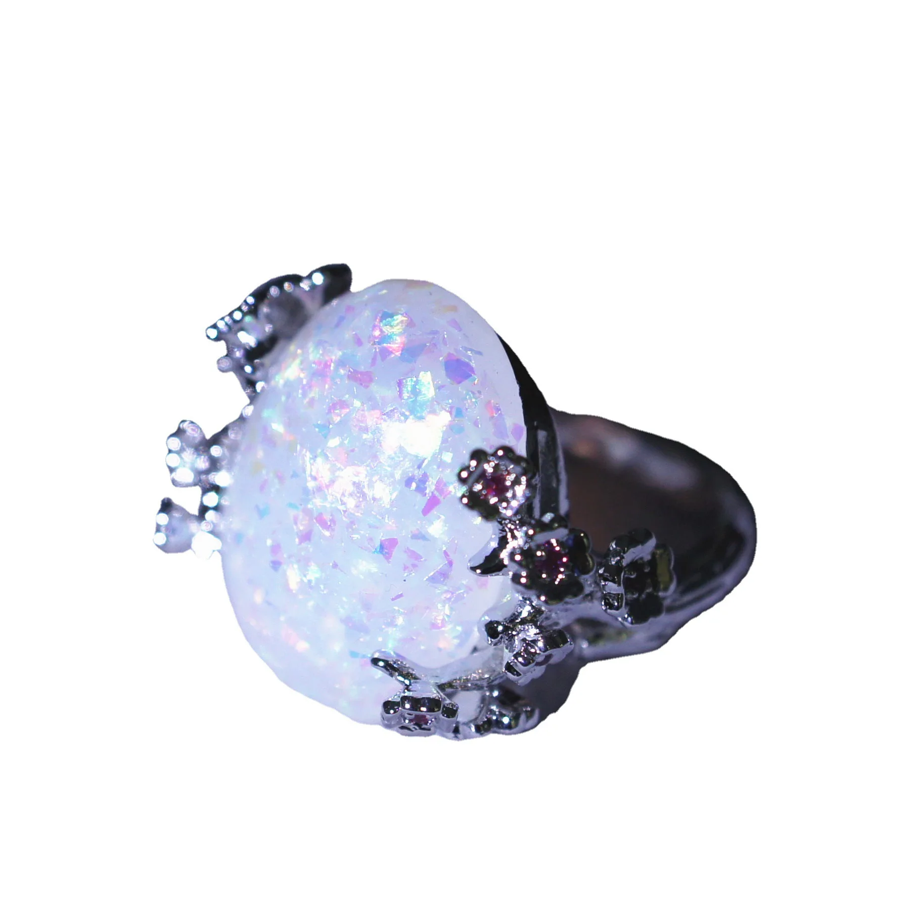 Hot Sale Classic Simple Flower Ring Made of 925 Sterling Silver with Ruby Corundum Gemstone for Women Fashion Hand Jewelry