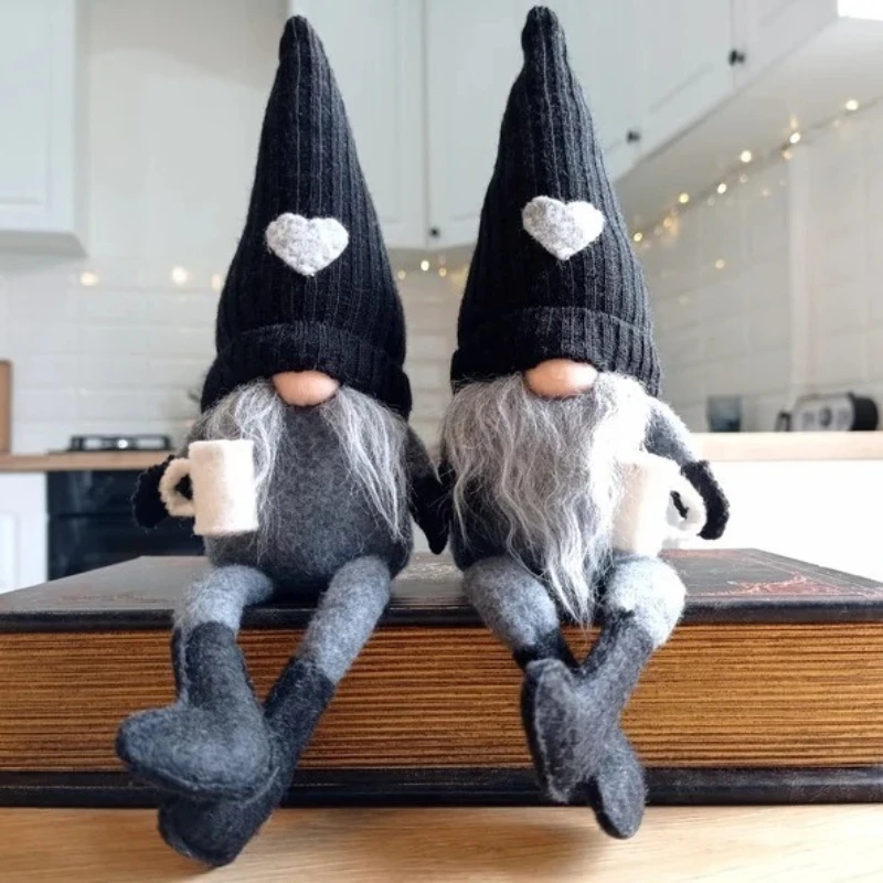 

Independent station knitted faceless doll hanging leg hand-ground coffee Christmas holiday decorations home daily decoration