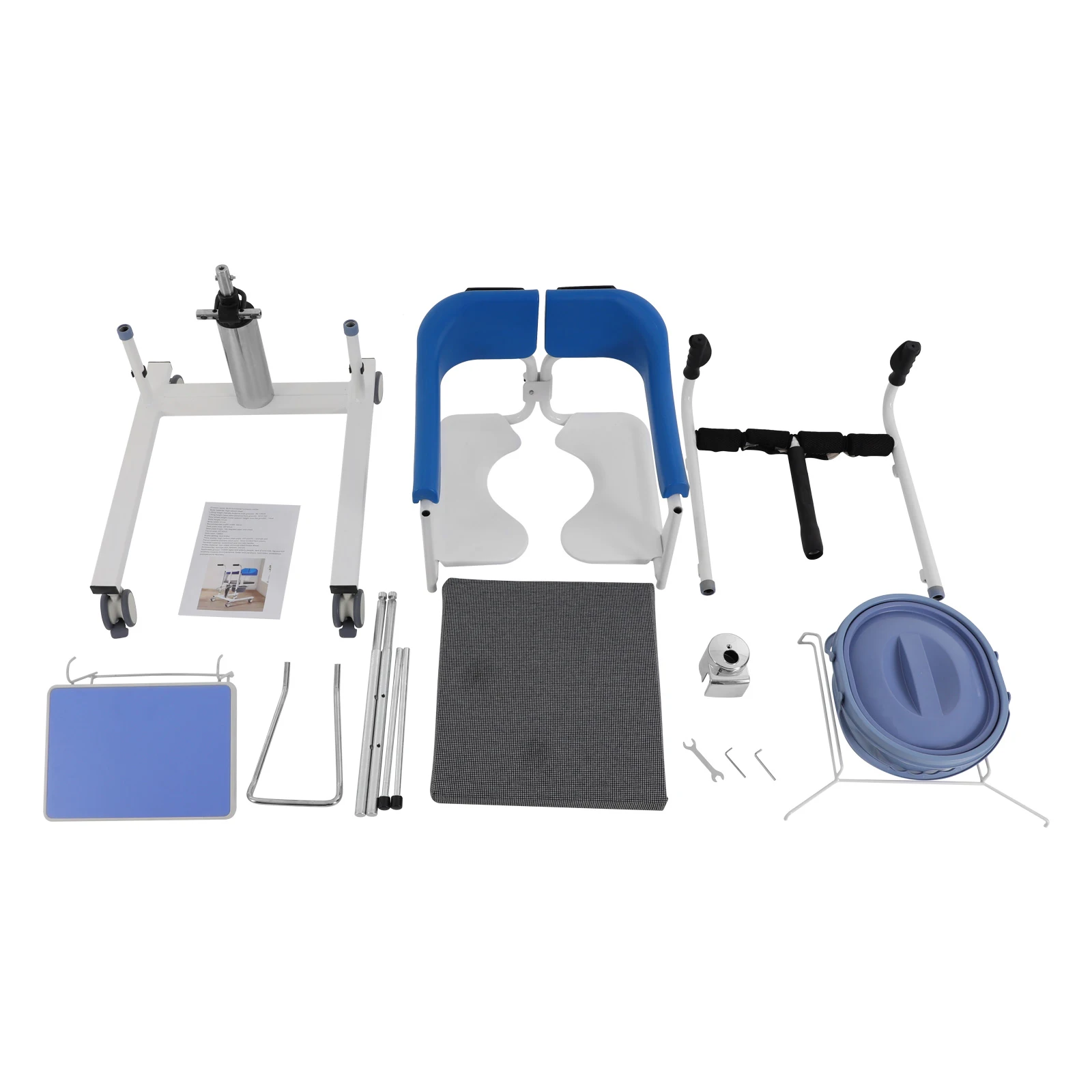 Hydraulischer Patientenlifter-Rollstuhl, blau, mit Rückenlehne und Esstisch, hochbelastbar, aus hochfestem Kohlenstoffstahl, 220 lbs Tragkraft, Bremsrollen, für Patiententransfer, Senioren. – Detail 4