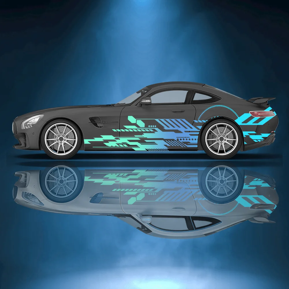 

Racing Lines Gradient Color Car Vinyl Wraps Decal Self-adhesive PVC Sticker Suitable for Trucks SUV Decor Auto Accessories Gift