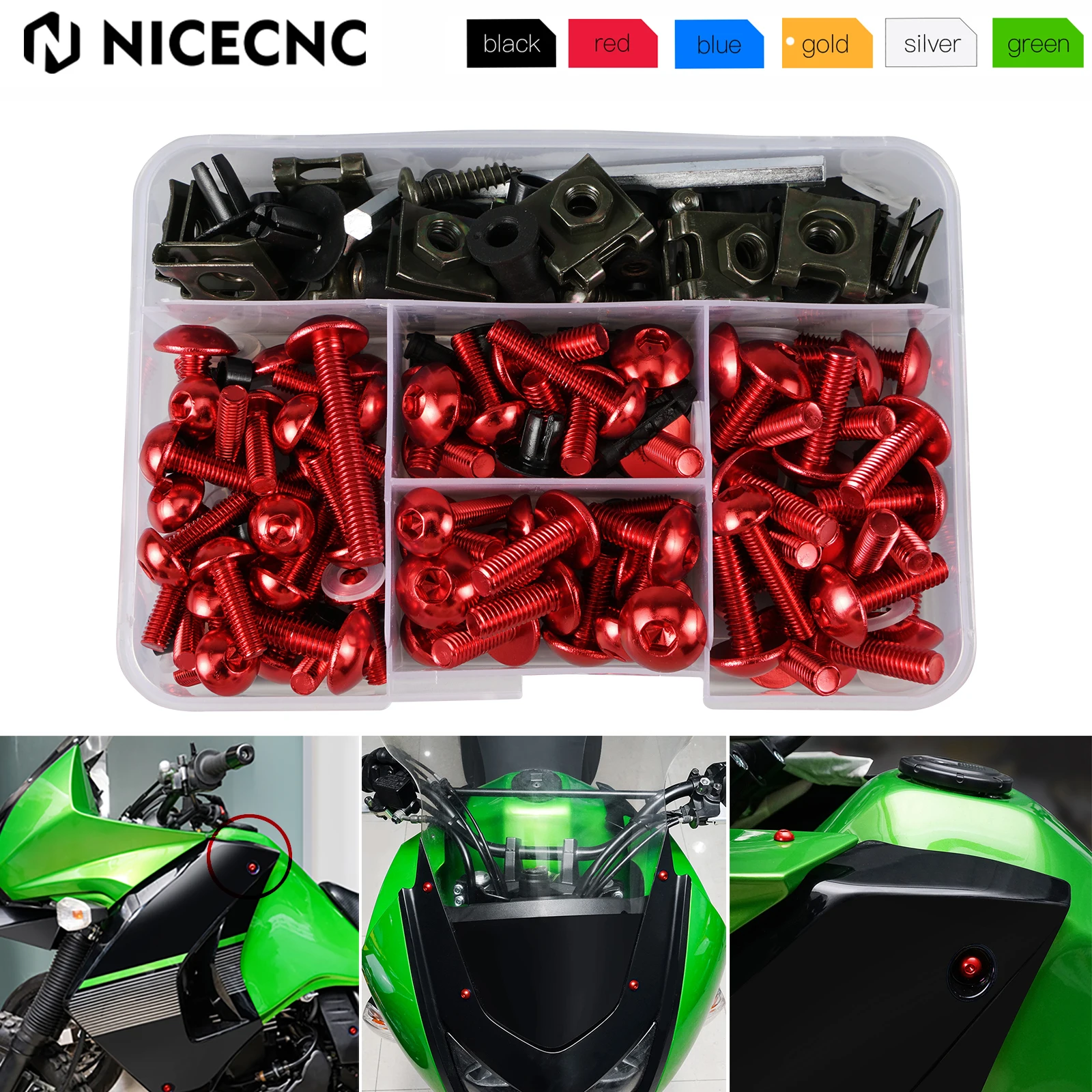 155 Stück Verkleidungsschrauben für Honda CBR Yamaha YZF Suzuki GSXR Kawasaki Honda BMW Ducati Husqvarna Aprilia Triumph