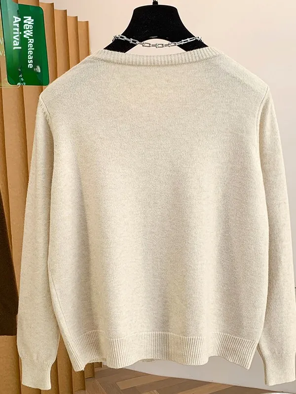 Maglione lavorato a maglia casual da donna coreano giapponese di grandi dimensioni con ricamo orso cardigan aperto adatto comodo tutto abbinato