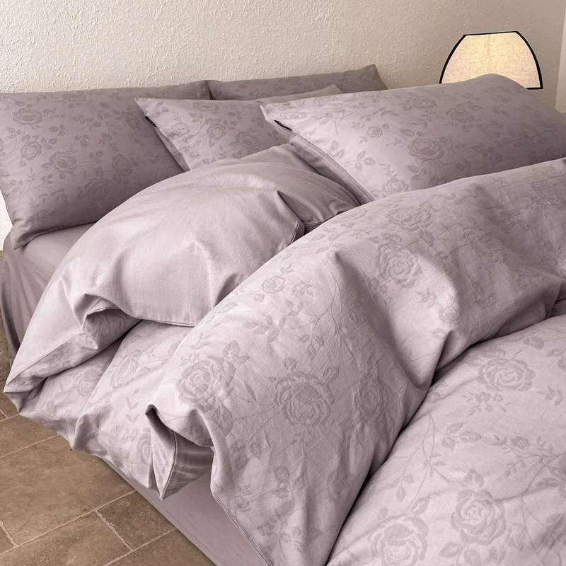 

4Pcs Light Luxury Style Pure Cotton Long Staple Cotton Yarn Jacquard Duvet Cover Bedding 200x230 220x240 Four Seasons