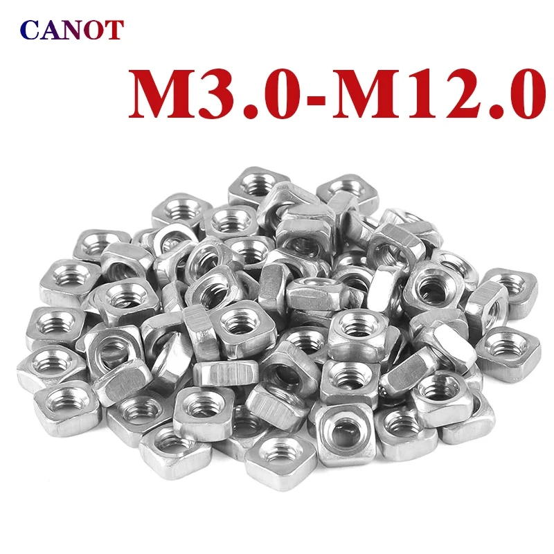 Vierkantmuttern M3 M4 M5 M6 M8 M10 M12 A2 304 Edelstahl metrische Mutter Din557 – Detail 2