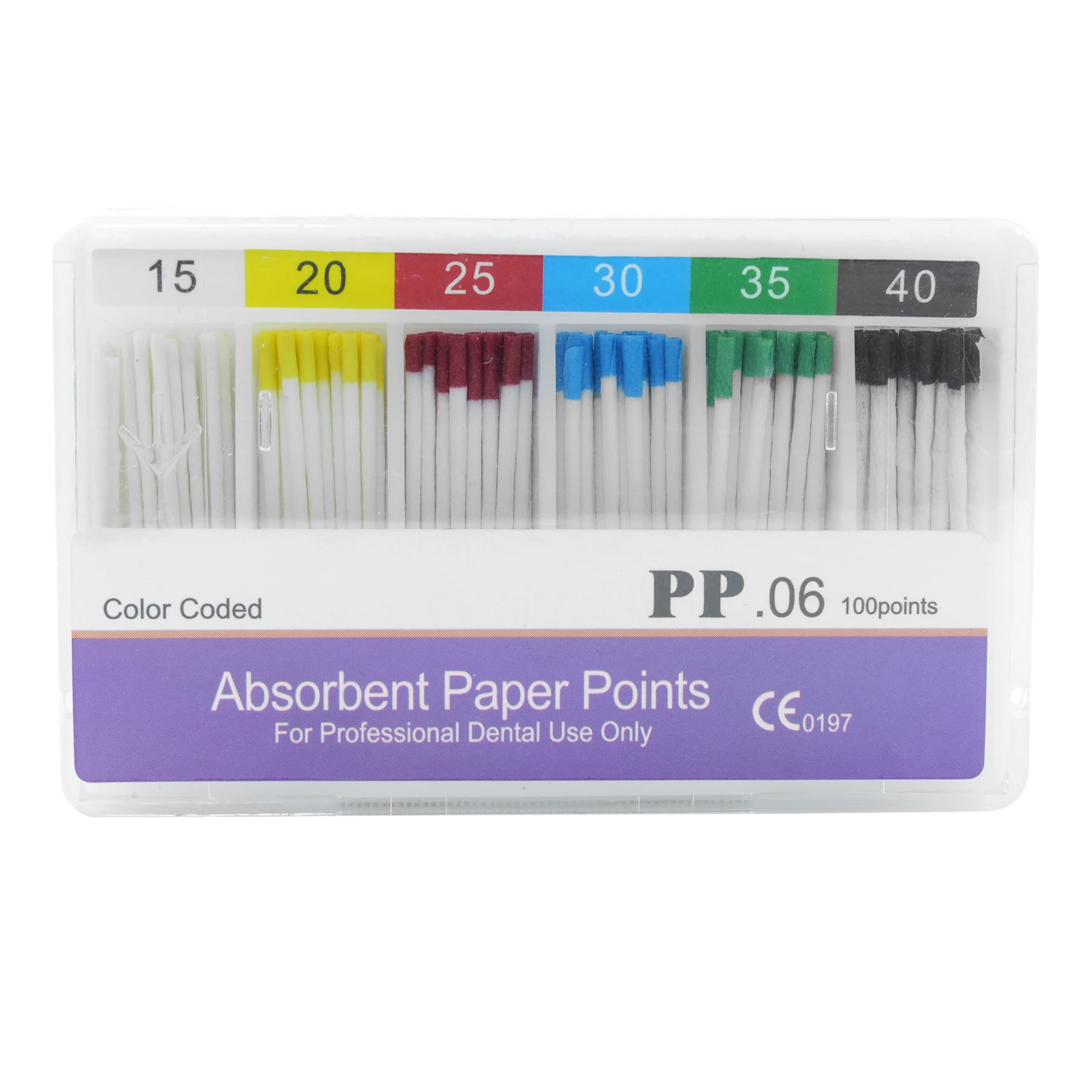 WELLCK-Puntos de papel absorbentes dentales, tamaños mixtos estériles 02 04 06, cono 15-40 # para uso de dentista, materiales de odontología, 1 caja