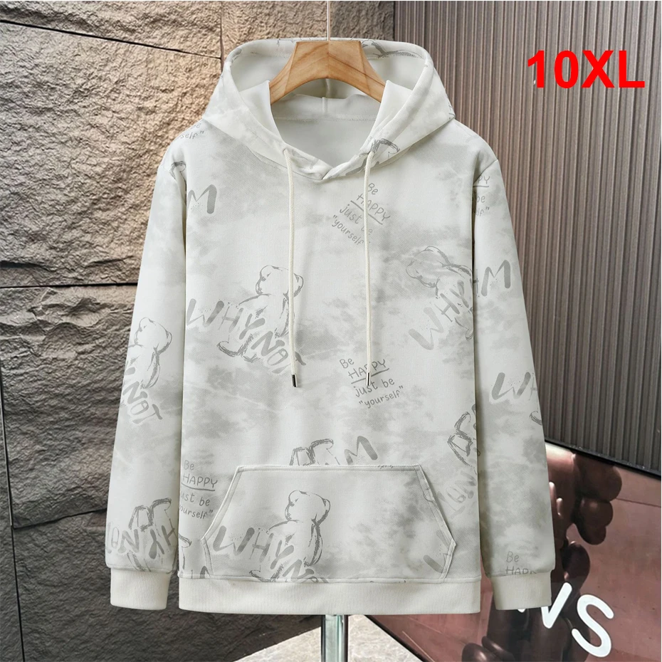 

10XL Plus Size Hoodie Men Fashion Casual Print Hoodie Spring Autumn Hooded Pullover Male Big Size 10XL