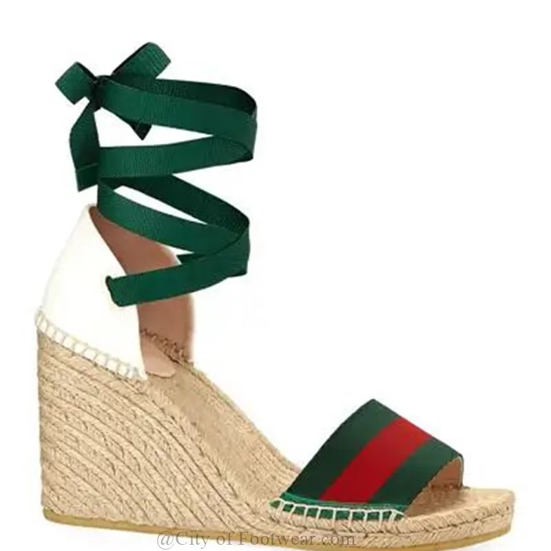 

Women Summer Espadrille Wedges Sandals Lace up Leather Platform High Heels Luxury Designer Soft New in Shoes