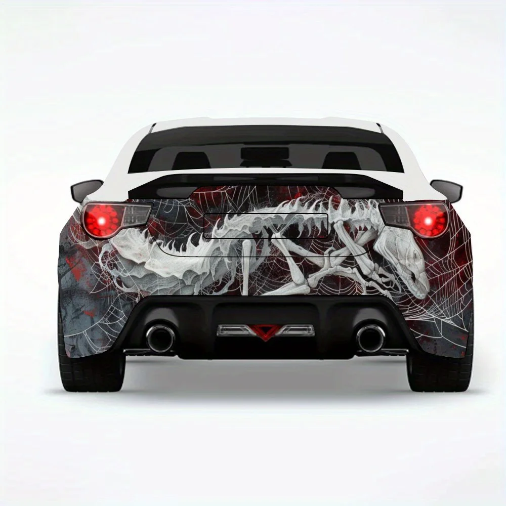 

Змеиные кости и паутинки, виниловая наклейка на заднюю часть автомобиля, водонепроницаемые самоклеящиеся виниловые наклейки для хвоста и бампера автомобиля, декор