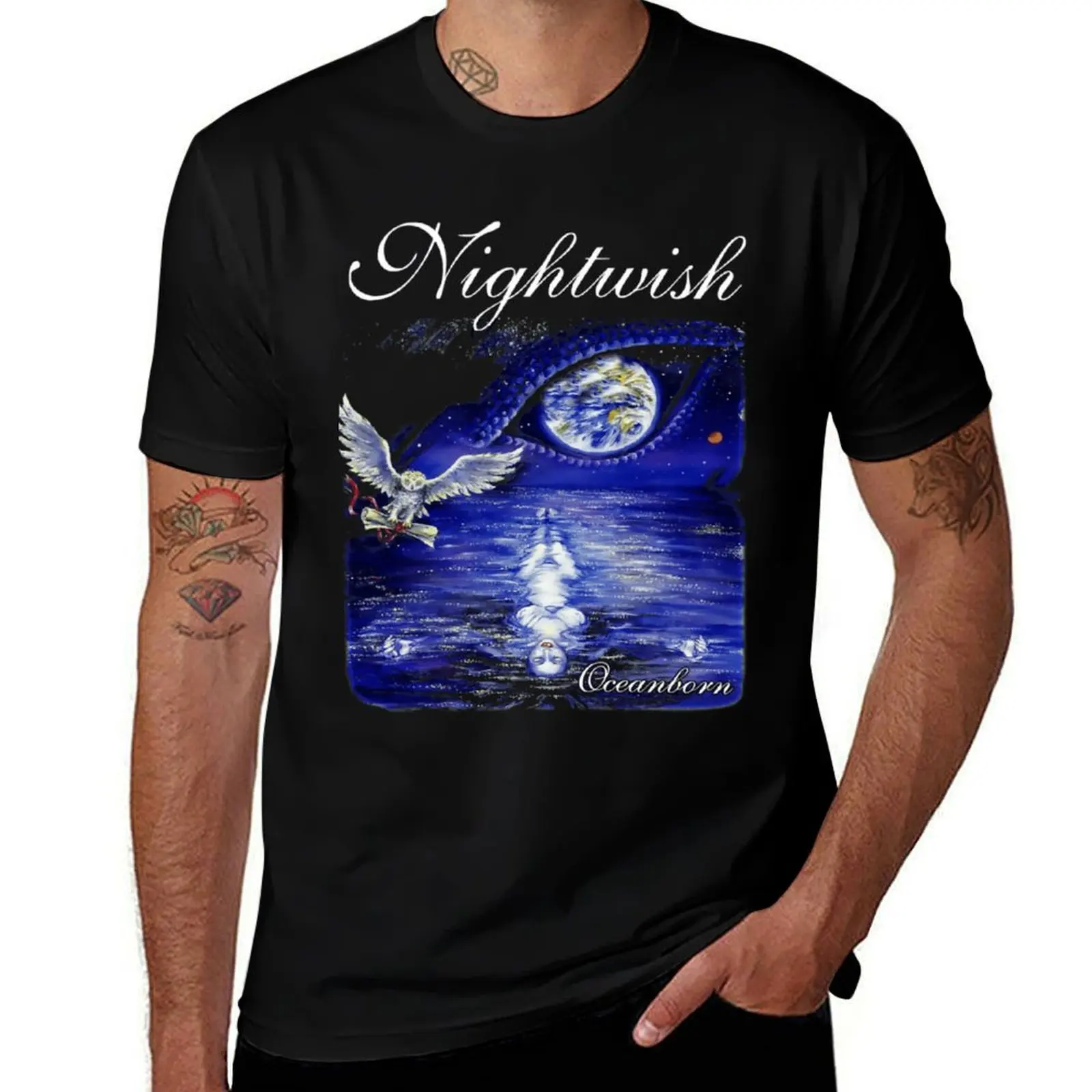 Camiseta Nightwish Ocean Bornfloor Jansen simples de cor sólida com gola redonda