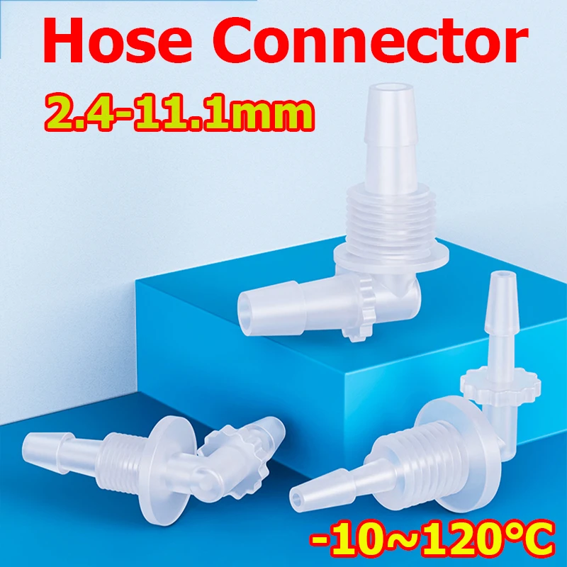 2/10pcs M6~G1/2 To 2.4-11.1mm PP Pagoda Elbow Connector+Nut O-Ring Irrigation Aquarium Tank Adapter Irrigation Water Hose Joint