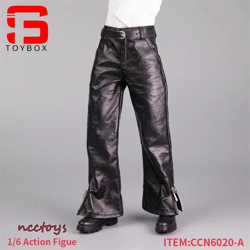 In Stock Ncctoys CCN6020 1/6 Male Female Black Zipper Micro Flared Leather Pants Model For 12'' Soldier Action Figure Body